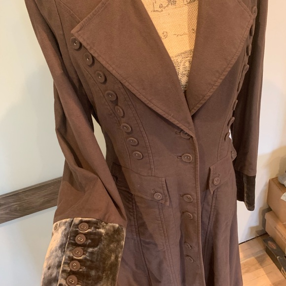 Anthropology long pleated military/steampunk vibe coat NWT